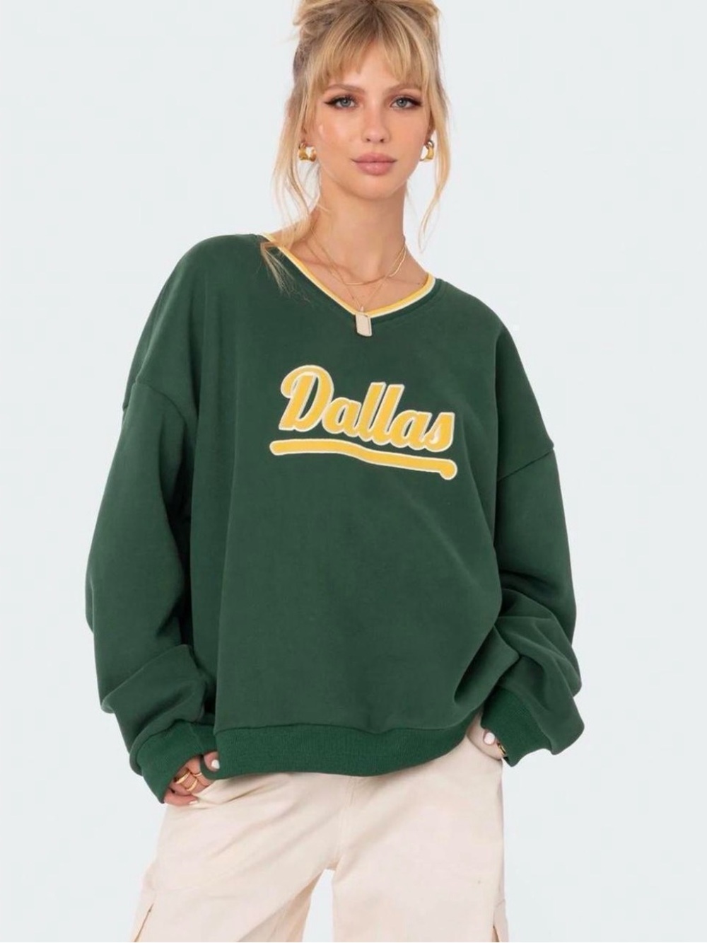 Edikted Green Pullover with Yellow Script